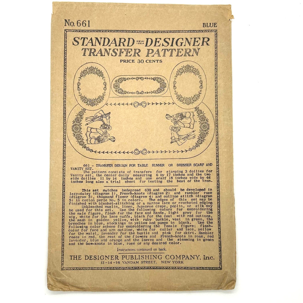 Standard Designer Antique 1920's Transfer Pattern #661 Table Runner HTF RARE